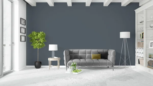 Moderne lichte interieur. 3D-rendering — Stockfoto