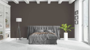 Modern parlak iç. 3D render