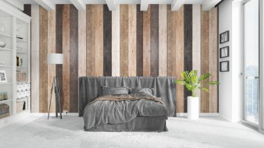 Modern parlak iç. 3D render