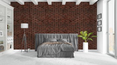 Modern parlak iç. 3D render