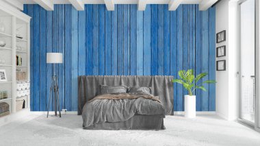 Modern parlak iç. 3D render