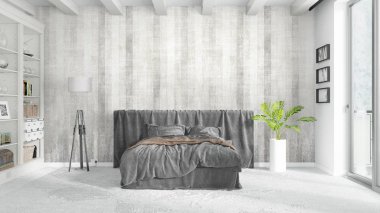 Modern parlak iç. 3D render