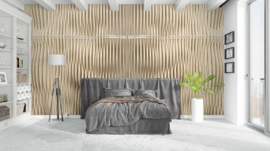 Modern parlak iç. 3D render