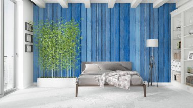 Modern parlak iç. 3D render