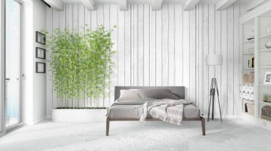 Modern parlak iç. 3D render