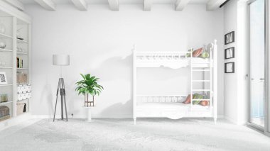 Modern parlak iç. 3D render