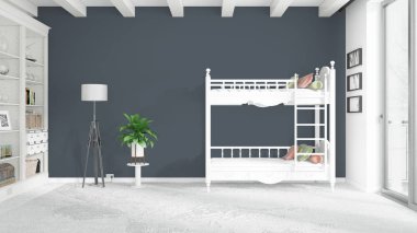 Modern parlak iç. 3D render