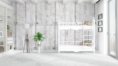 Modern parlak iç. 3D render