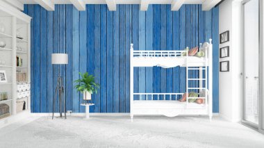 Modern parlak iç. 3D render