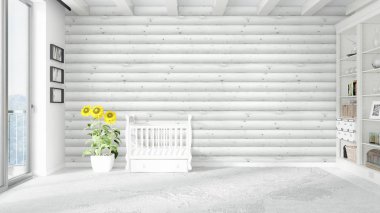 Modern parlak iç. 3D render