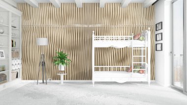 Modern parlak iç. 3D render