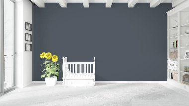 Modern parlak iç. 3D render