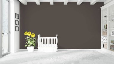 Modern parlak iç. 3D render