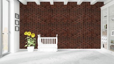 Modern parlak iç. 3D render