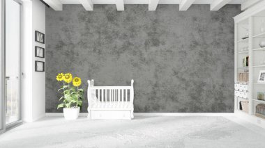 Modern parlak iç. 3D render