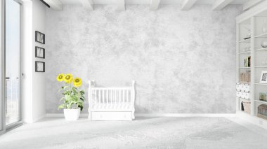 Modern parlak iç. 3D render