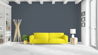 Modern parlak iç. 3D render