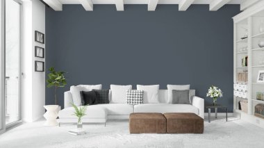 Modern parlak iç. 3D render