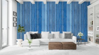 Modern parlak iç. 3D render