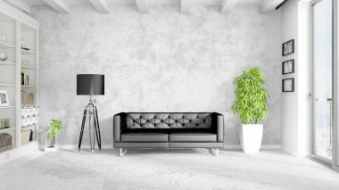 Modern parlak iç. 3D render