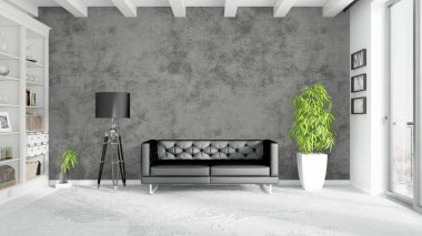 Modern parlak iç. 3D render