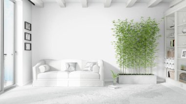 Modern parlak iç. 3D render