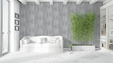 Modern parlak iç. 3D render