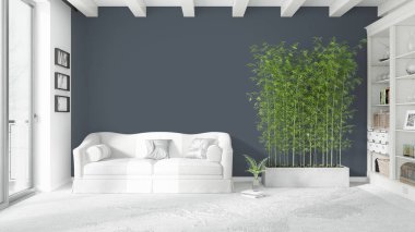 Modern parlak iç. 3D render