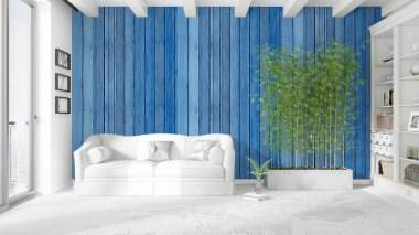 Modern parlak iç. 3D render