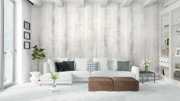 Moderne lichte interieur. 3D-rendering — Stockfoto