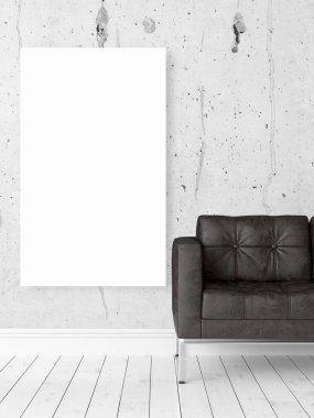 Boş çerçeve ile modern parlak iç. 3D render