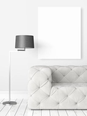 Boş çerçeve ile modern parlak iç. 3D render