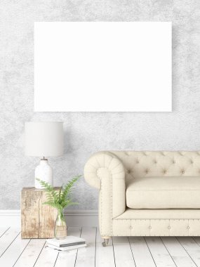 Boş çerçeve ile modern parlak iç. 3D render