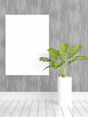 Boş çerçeve ile modern parlak iç. 3D render