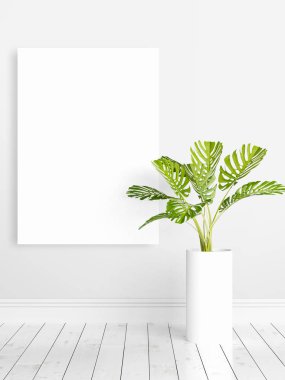 Boş çerçeve ile modern parlak iç. 3D render