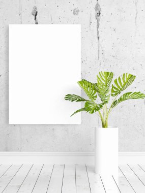 Boş çerçeve ile modern parlak iç. 3D render