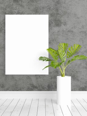 Boş çerçeve ile modern parlak iç. 3D render