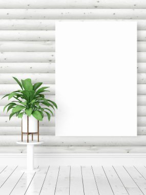 Boş çerçeve ile modern parlak iç. 3D render