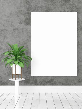 Boş çerçeve ile modern parlak iç. 3D render