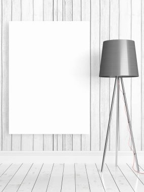 Boş çerçeve ile modern parlak iç. 3D render