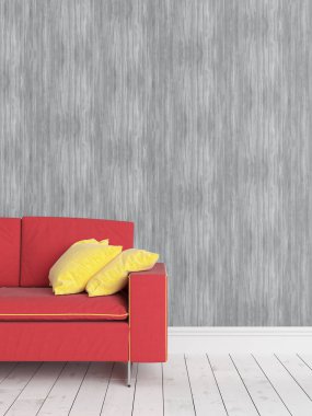 Modern parlak iç. 3D render