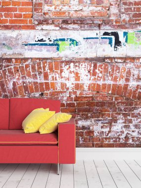 Modern parlak iç. 3D render