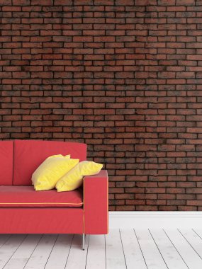 Modern parlak iç. 3D render