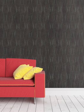 Modern parlak iç. 3D render