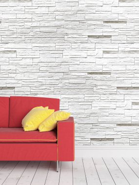 Modern parlak iç. 3D render