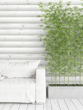 Modern parlak iç. 3D render