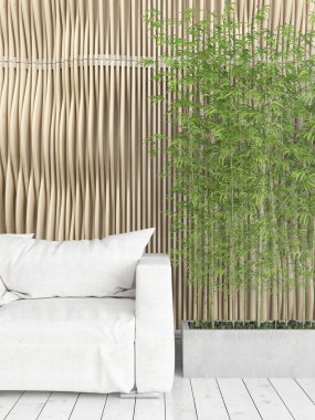 Modern parlak iç. 3D render