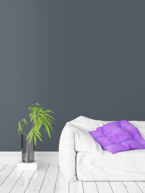 Modern parlak iç. 3D render