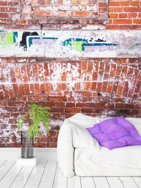 Modern parlak iç. 3D render