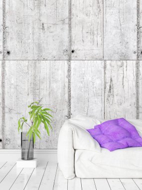 Modern parlak iç. 3D render